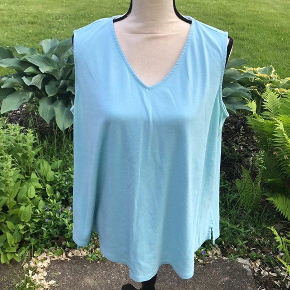 J. Jill Tops J Jill Perfect Pima Sleeveless V Neck Blue Tee Size 2 X Poshmark